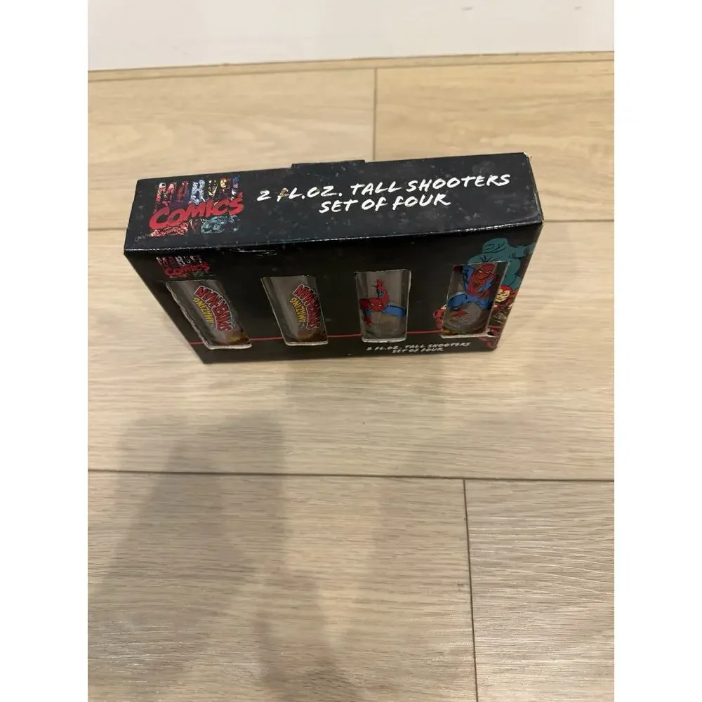 New In Box- Spider Man Marvel tall shooters 2 oz Set Of Four Bar Or Display